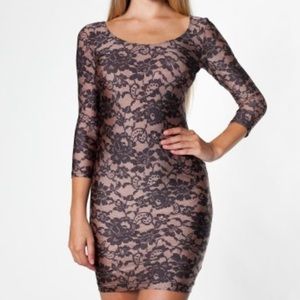 american apparel lace print nyoon 3/4 sleeve dress